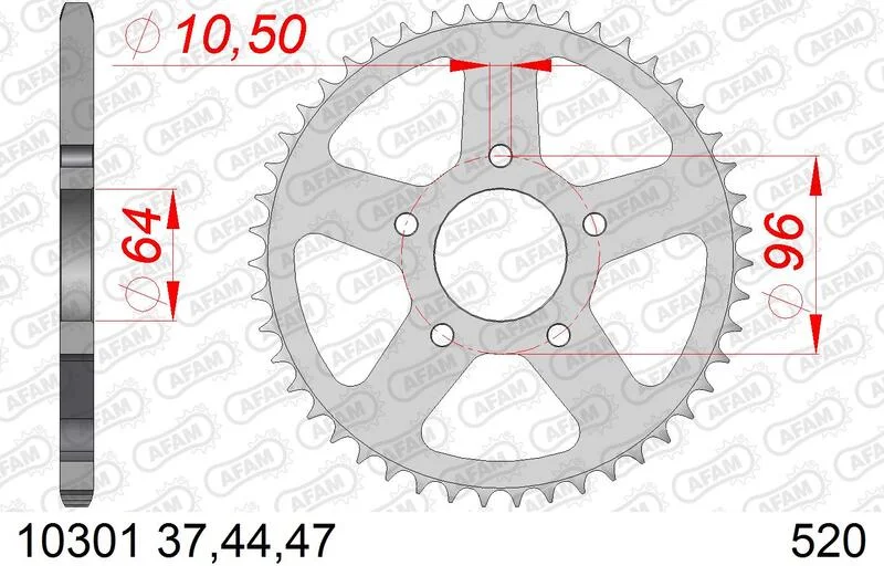 Corona AFAM acero estándar 10301 - Paso 520
