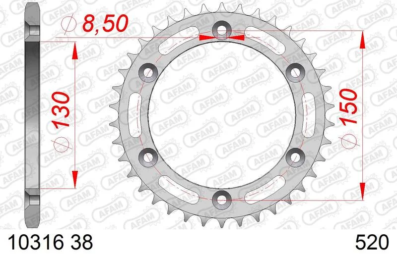 Corona AFAM acero estándar 10316 - Paso 520