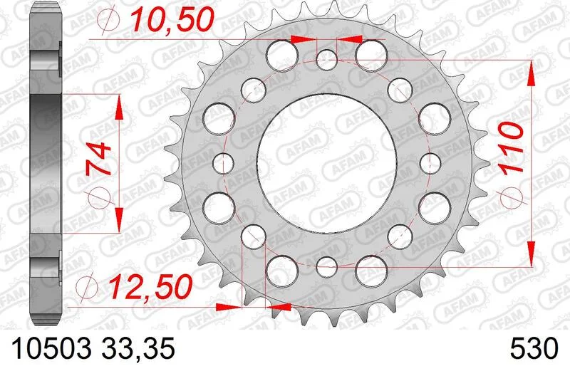 Corona AFAM acero estándar 10503 - Paso 530