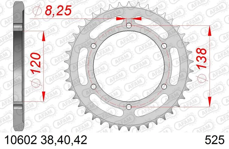 Corona AFAM acero estándar 10602 - Paso 525