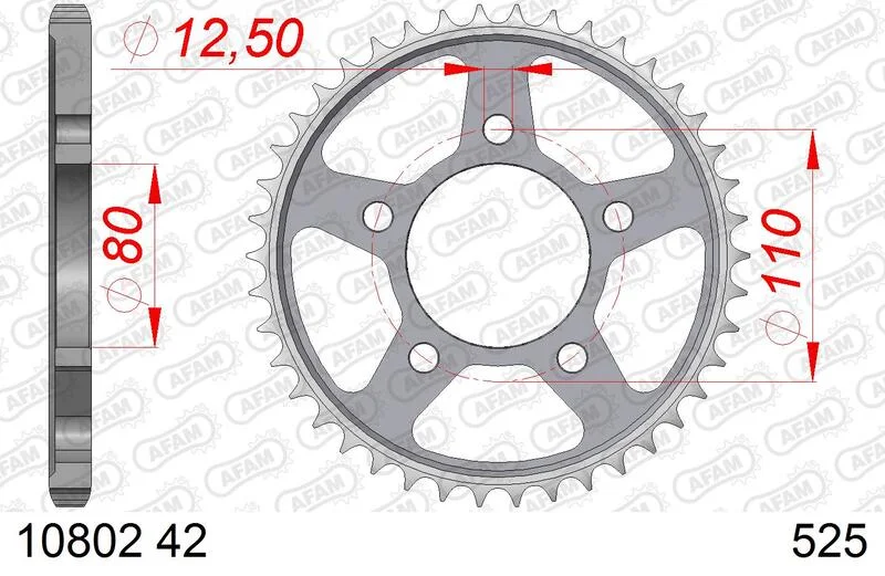Corona AFAM acero estándar 10802 - Paso 525