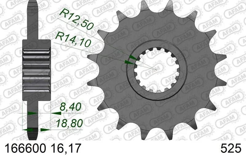 Piñón AFAM acero estándar 166600 - Paso 525