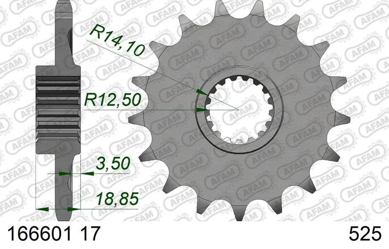 Piñón AFAM acero estándar 166601 - Paso 525