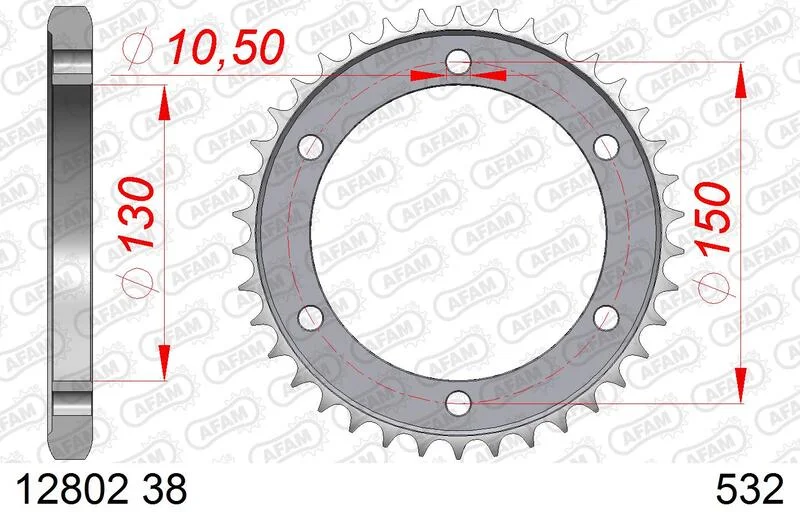 Corona AFAM acero estándar 12802 - Paso 532