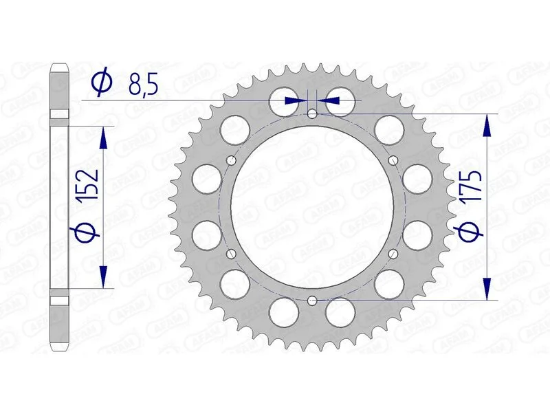 Corona AFAM aluminio ultraligera anodizada 13301 - Paso 520