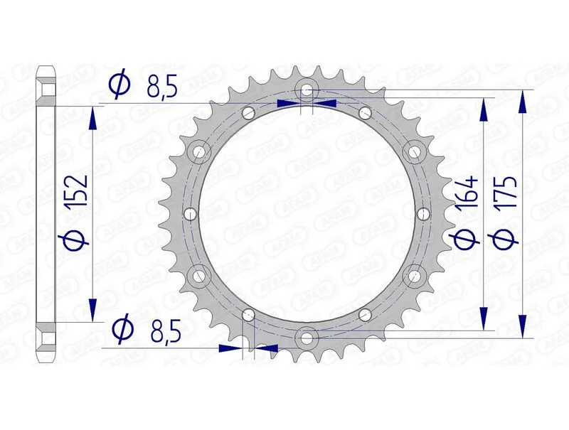 Corona AFAM aluminio 13500 - Paso 520
