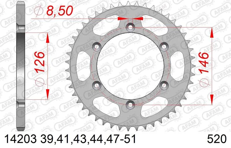 Corona AFAM acero estándar 14203 - Paso 520