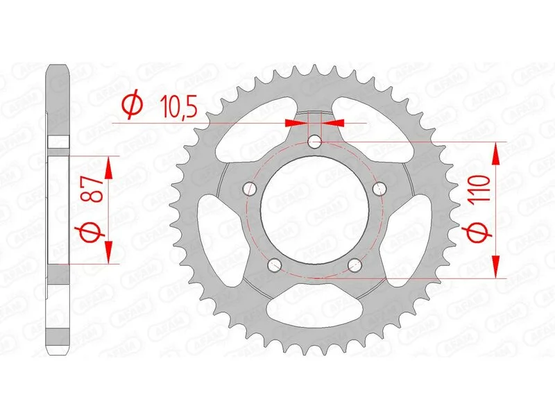 Corona AFAM acero estándar 14404 - Paso 525