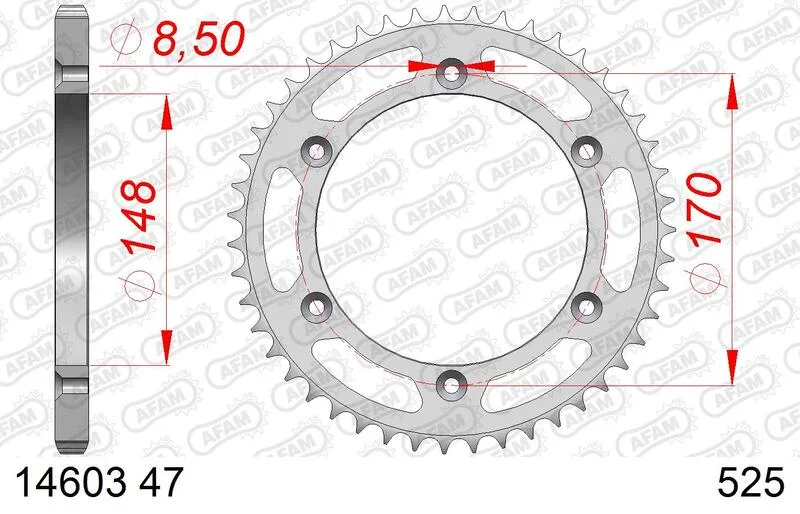 Corona AFAM acero estándar 14603 - Paso 525