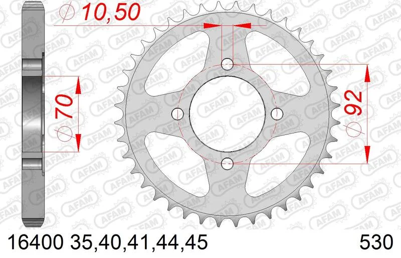 Corona AFAM acero estándar 16400 - Paso 530