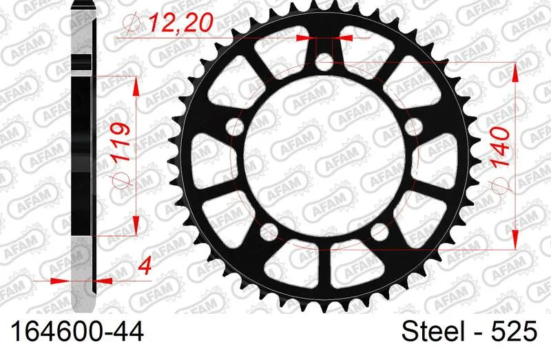 Corona AFAM acero estándar 164600 - Paso 525