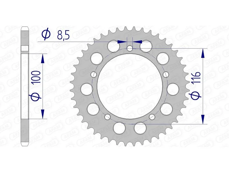 Corona AFAM aluminio 17100 - Paso 420