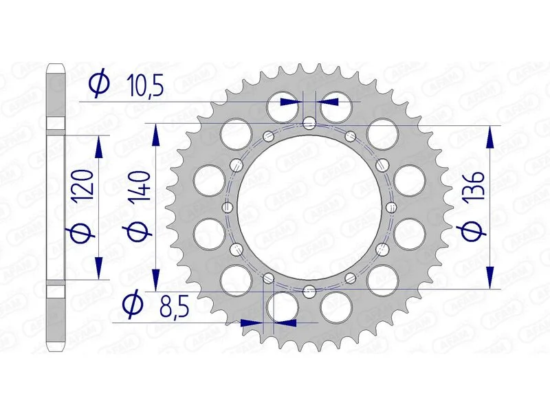 Corona AFAM aluminio 17404 - Paso 520