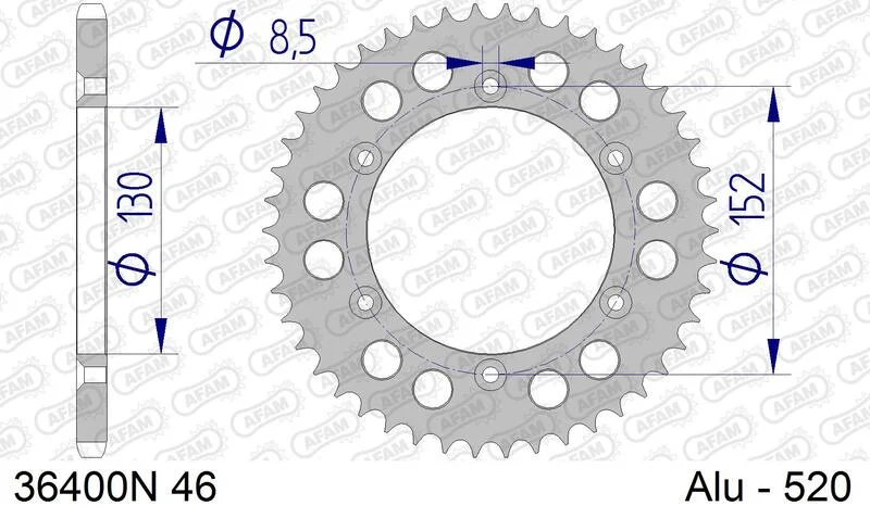 Corona AFAM aluminio 36400 - Paso 520