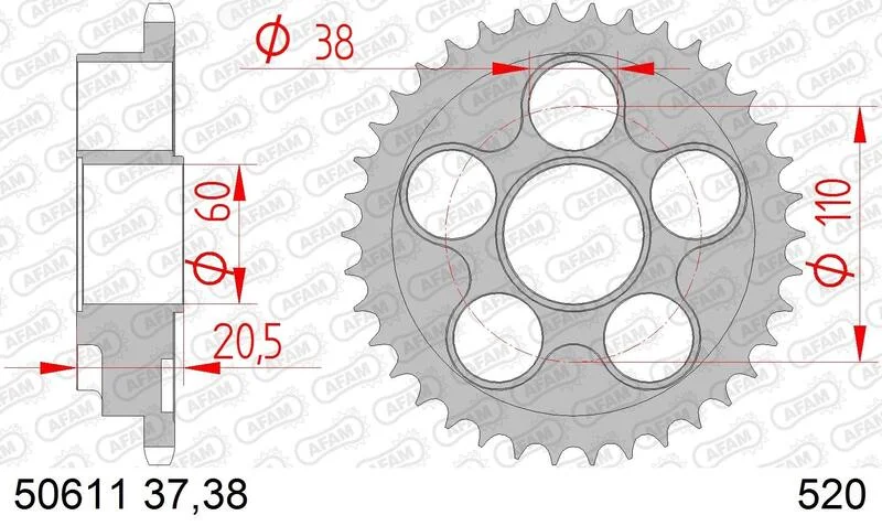 Corona AFAM acero estándar 50611 - Paso 520