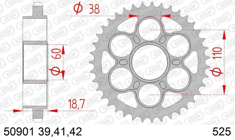 Corona AFAM acero estándar 50901 - Paso 525