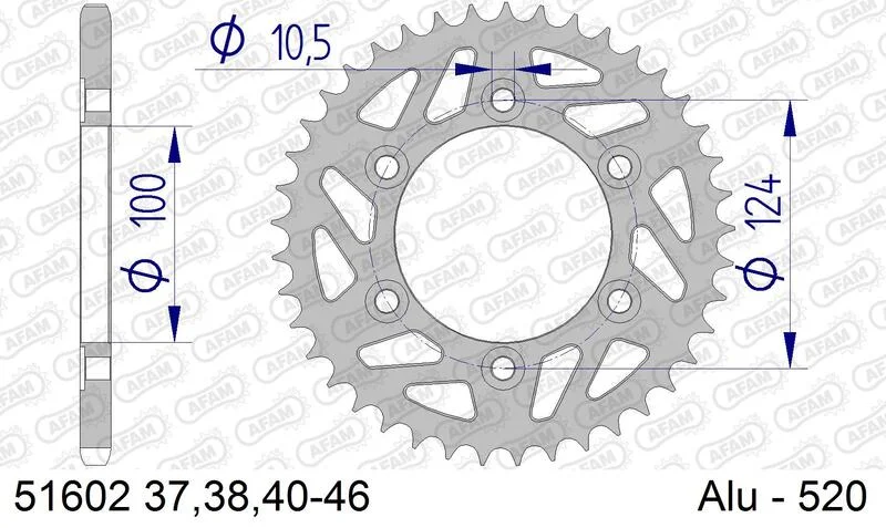 Corona AFAM aluminio 51602 - Paso 520