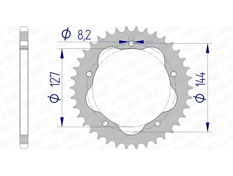 Corona AFAM aluminio 51607 - Paso 520 - Requiere portacoronas AFAM