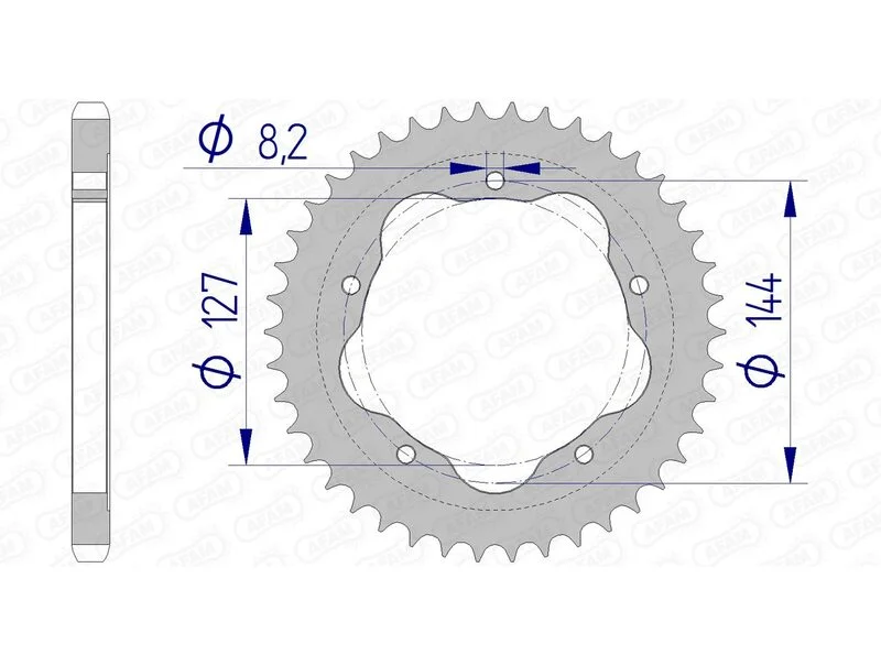 Corona AFAM aluminio 51608 - Paso 525 - Requiere portacoronas AFAM