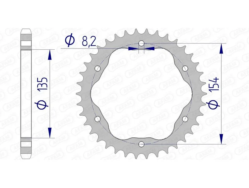 Corona AFAM aluminio 51803 - Paso 525 - Requiere portacoronas AFAM