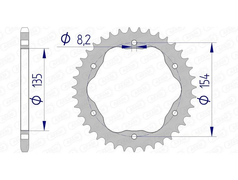 Corona AFAM aluminio 51804 - Paso 520 - Requiere portacoronas AFAM