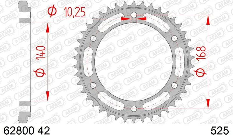 Corona AFAM acero estándar 62800 - Paso 525