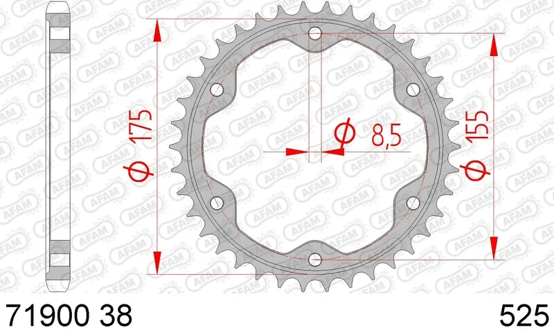 Corona AFAM acero estándar 71900 - Paso 525