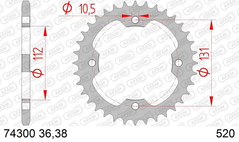 Corona AFAM acero estándar 74300 - Paso 520