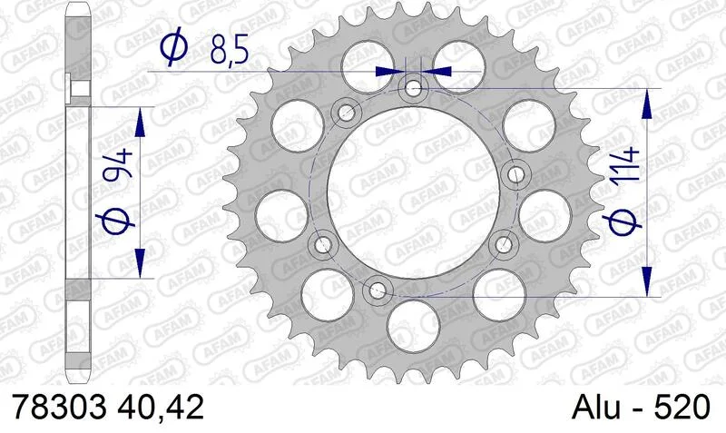 Corona AFAM aluminio 78303 - Paso 520