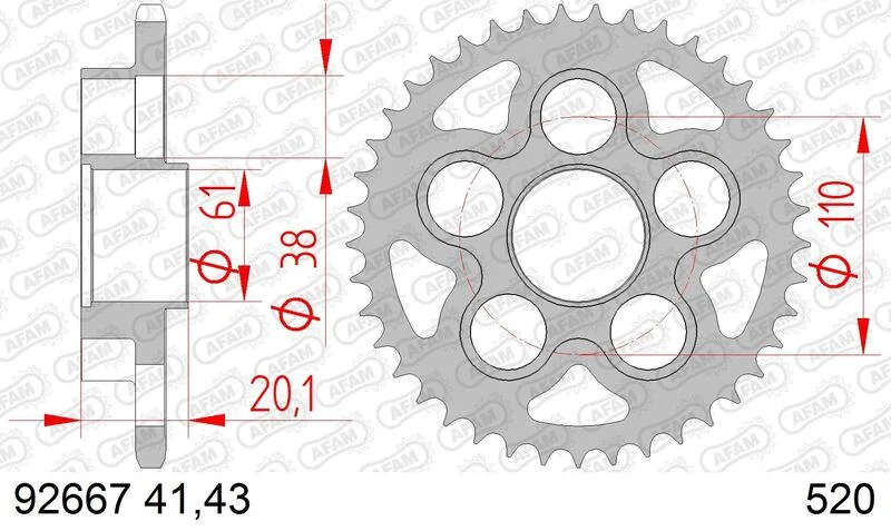 Corona AFAM acero estándar 92667 - Paso 520
