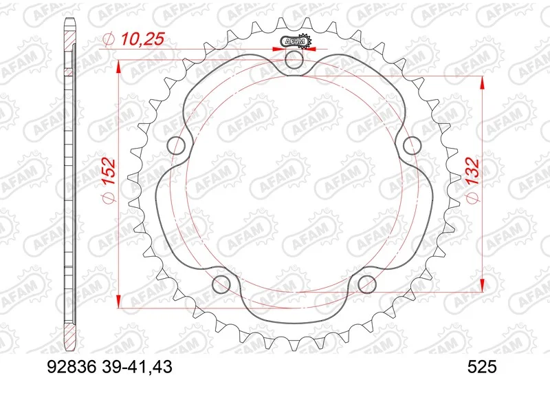 Corona AFAM acero estándar 92836 - Paso 525