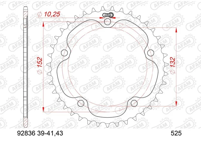 Corona AFAM acero estándar 92836 - Paso 525