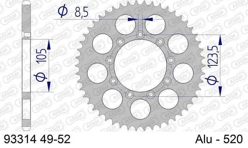 Corona AFAM aluminio 93314 - Paso 520