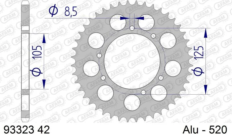 Corona AFAM aluminio 93323 - Paso 520