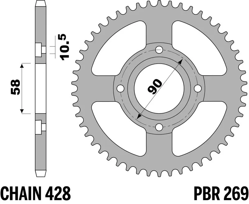 Corona PBR acero C45 estándar 269 - 428