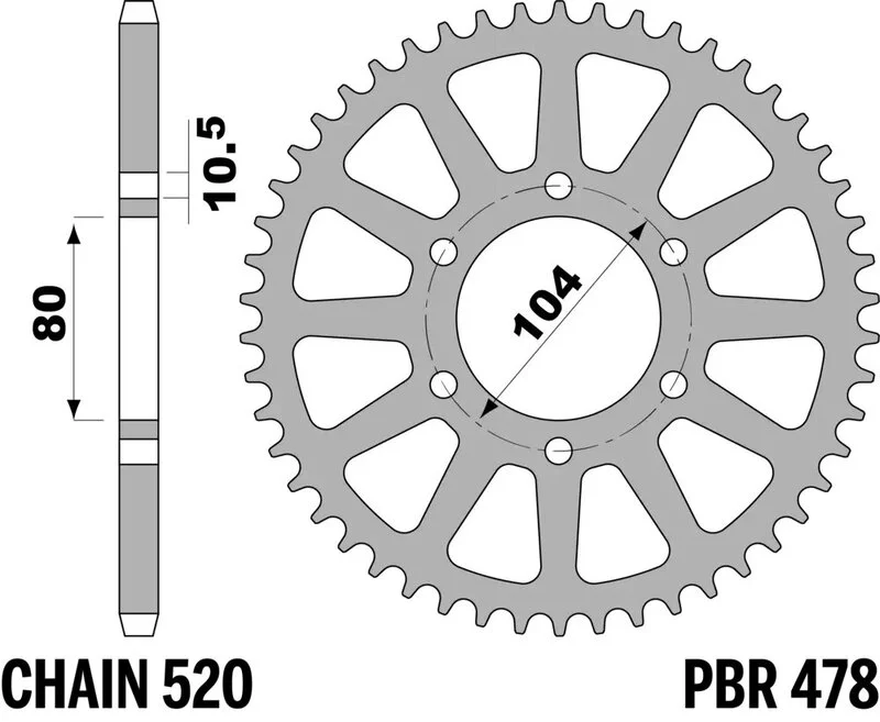 Corona PBR acero C45 estándar 478 - 520
