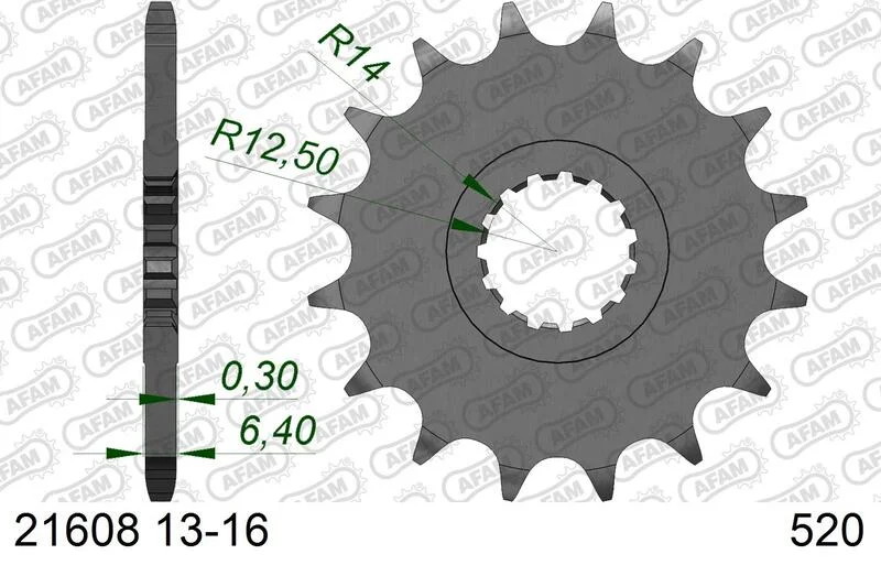 Piñón AFAM acero estándar 21608 - Paso 520