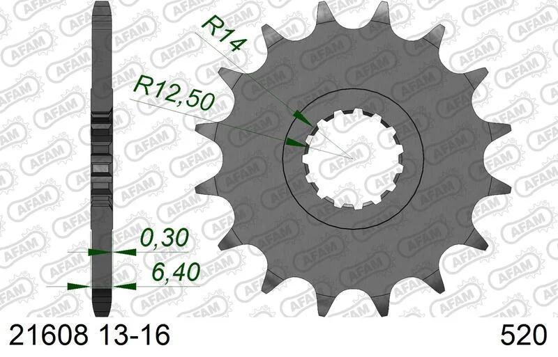Piñón AFAM acero estándar 21608 - Paso 520