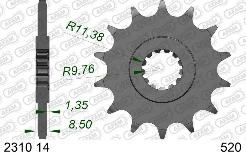 Piñón AFAM acero estándar 22310 - Paso 520