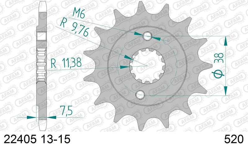 Piñón AFAM acero estándar 22405 - Paso 520