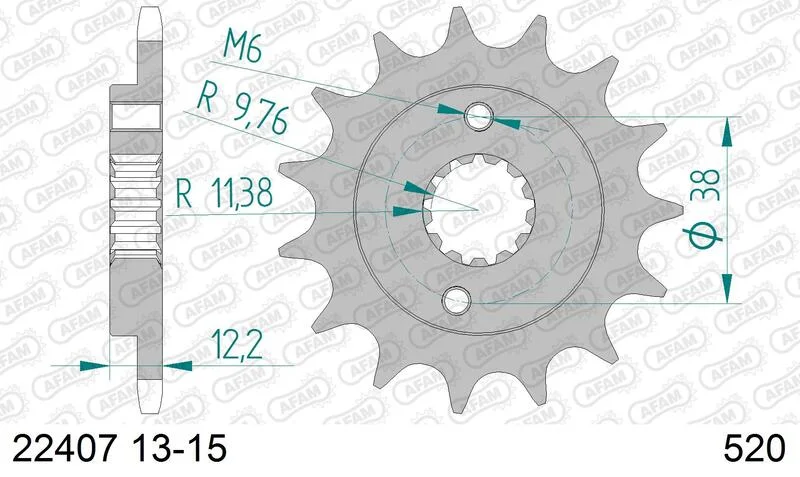 Piñón AFAM acero estándar 22407 - Paso 520