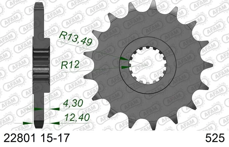 Piñón AFAM acero estándar 22801 - Paso 525