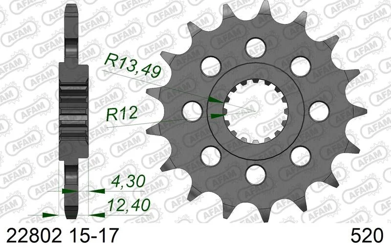 Piñón AFAM acero estándar 22802 - Paso 520