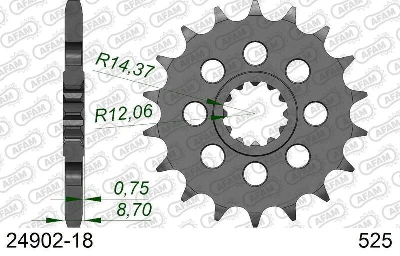Piñón AFAM acero estándar 24902 - Paso 525