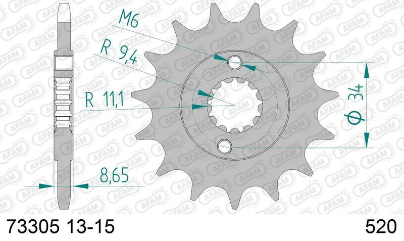 Piñón AFAM acero estándar 73305 - Paso 520