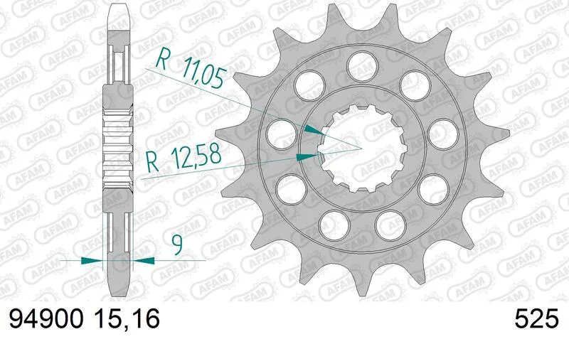 Piñón AFAM acero estándar 94900 - Paso 525