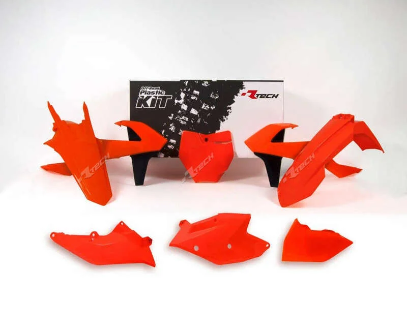 Kit de plástica RACETECH (6 piezas) - Naranja flúor / Negro