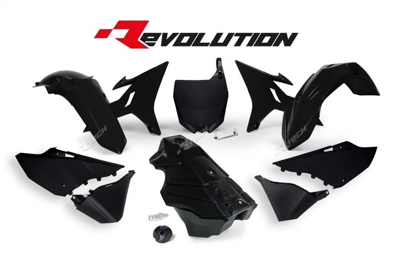 RACETECH Revolution Plastic Kit + Gas Tank Black Yamaha YZ125/250