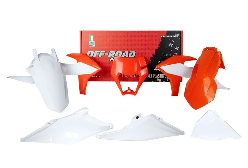 Kit de plástica RACETECH (6 piezas) - Naranja / Blanco