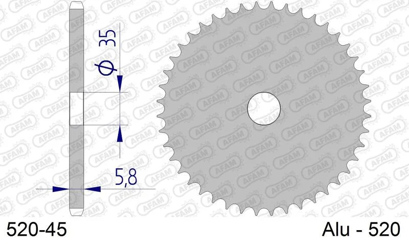 Corona AFAM aluminio ultraligera anodizada 17404 - Paso 520
